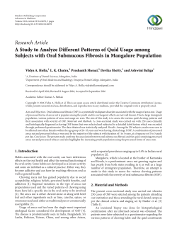 A Study to Analyze Different Patterns of Quid Usage among Subjects