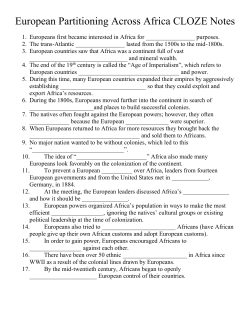 European Partitioning Across Africa CLOZE Notes