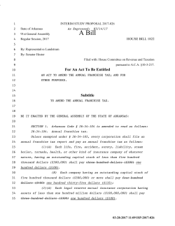 Interim Study Proposal - Arkansas General Assembly