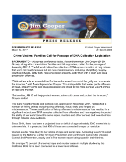 Crime Victims` Families Call for Passage of DNA Collection Legislation