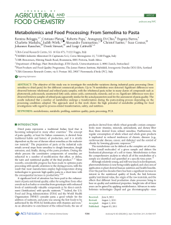 Metabolomics and Food Processing: From Semolina to Pasta
