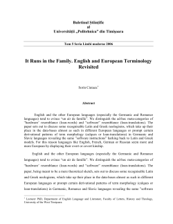 It Runs in the Family. English and European Terminology Revisited