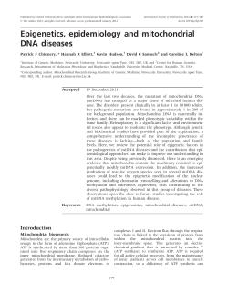 Epigenetics, epidemiology and mitochondrial DNA diseases