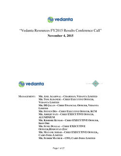 November 4, 2015 - Vedanta Resources