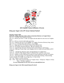 2013 Oatmeal Festival Schedule of Events