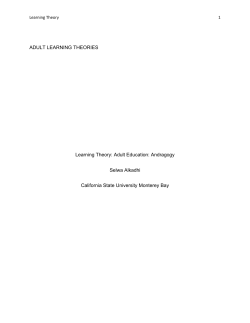 Learning Theory: Adult Education: Andragogy Selwa Alkadhi