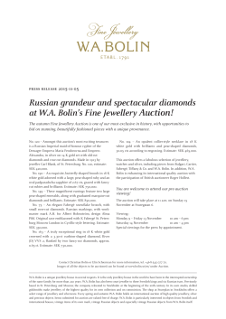 Russian grandeur and spectacular diamonds at W.A. Bolin`s Fine