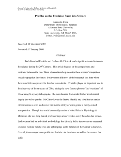 Profiles on the Feminine Burst into Science Abstract