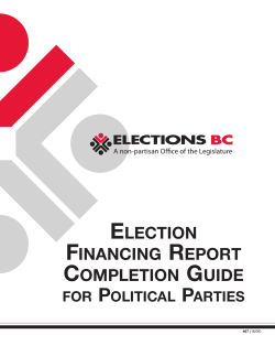 Election Financing Report Completion Guide for Political Parties