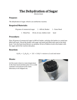 The Dehydration of Sugar