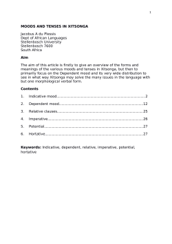 MOODS AND TENSES IN XITSONGA Jacobus A du Plessis Dept of