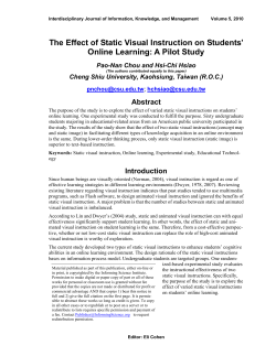 The Effect of Static Visual Instruction on Students` Online Learning: A