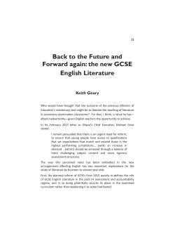 Back to the Future and Forward again: the new GCSE English