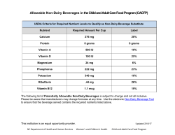 Potentially Allowable Non-Dairy Beverages