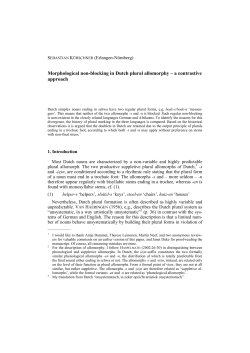 Morphological non-blocking in Dutch plural allomorphy &ndash; a