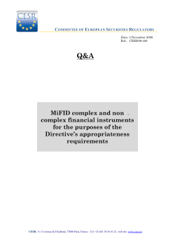 MiFID complex and non complex financial - ESMA