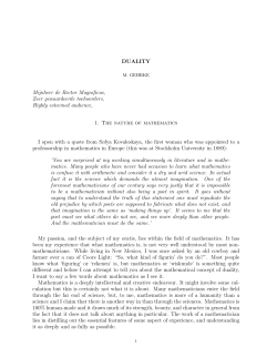 DUALITY Mijnheer de Rector Magnificus, Zeer gewaardeerde