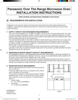 Panasonic Over The Range Microwave Oven INSTALLATION