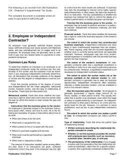 Employee or Independent Contractor?