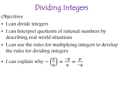 Multiplying and Dividing Integers