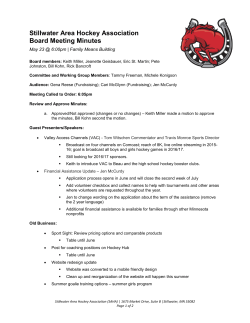 Stillwater Area Hockey Association Board Meeting Minutes