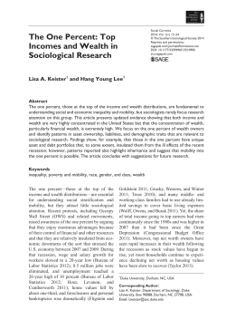 The One Percent: Top Incomes and Wealth in Sociological Research