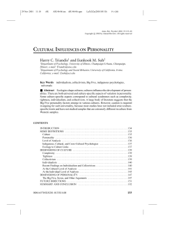 Cultural Influences on Personality