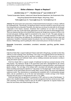 Strike a Balance - Repair or Replace? LEUNG Eddy S T , YEUNG