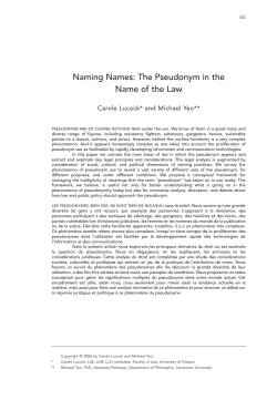 Naming Names: The Pseudonym in the Name of the Law