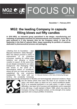 Focus On 1/2016 - MG2: the leading Company in capsule filling