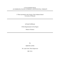 CYTAUXZOON FELIS: AN EMERGING FELINE PATHOGEN AND
