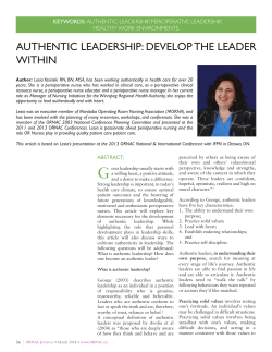 Authentic Leadership: Develop the Leader Within