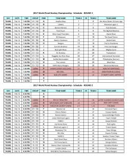 2017 World Pond Hockey Championship - Schedule