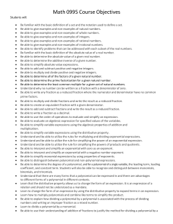 Math 0995 Course Objectives