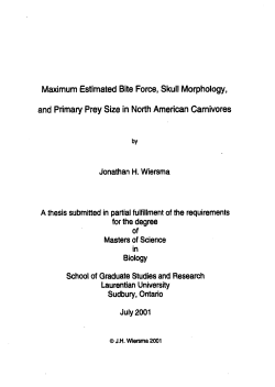 Maximum Estimated Bite Force, Skull Morphology, and Primary Prey