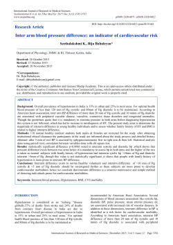 Inter arm blood pressure difference