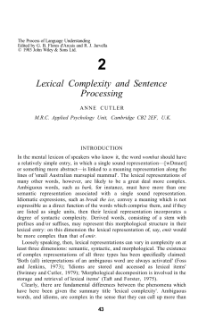 2 Lexical Complexity and Sentence Processing