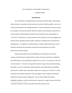 Secret Detention and the Right to Information Jonathan