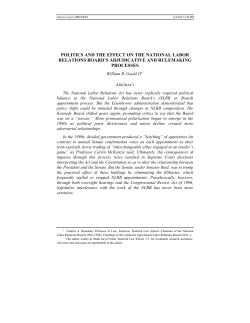 POLITICS AND THE EFFECT ON THE NATIONAL LABOR