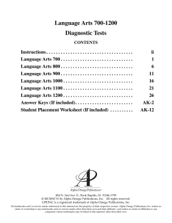 Language Arts 700-1200 Diagnostic Tests