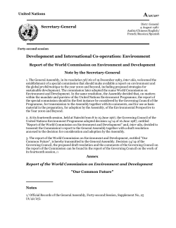 Development and International Cooperation: Environment