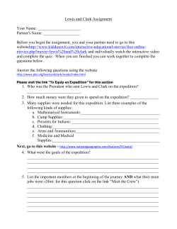 Lewis and Clark Assignment Your Name
