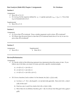 Real Analysis (Math 452) Chapter 1 Assignments Dr. Friedman