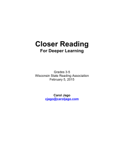 Closer Reading - Wisconsin State Reading Association
