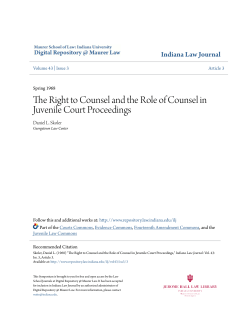 The Right to Counsel and the Role of Counsel in Juvenile Court