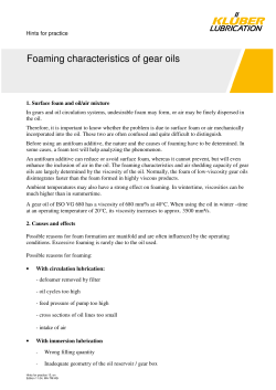 Foaming characteristics of gear oils