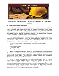 OSHA Targets Inpatient Health Care and Nursing Homes for