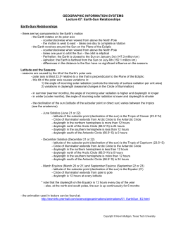 Earth-Sun Relationships Earth-Sun Relationships