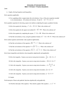 Exam 1 Practice Questions - University of Colorado Denver