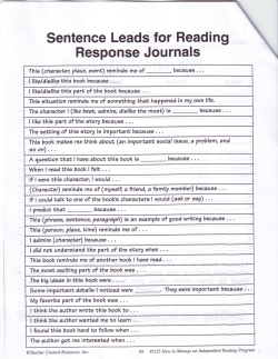 Sentence Leads for Reading Response Journals